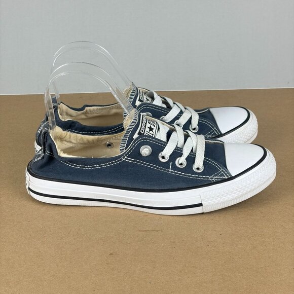 Converse Shoreline Elastic Heel Sneakers Womens 7 Navy Blue White Pull On - Picture 3 of 10